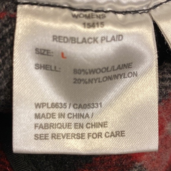 Vintage WoolRich Pea Coat Plaid Wool double breasted Burgundy Black gray size L - Picture 11 of 17